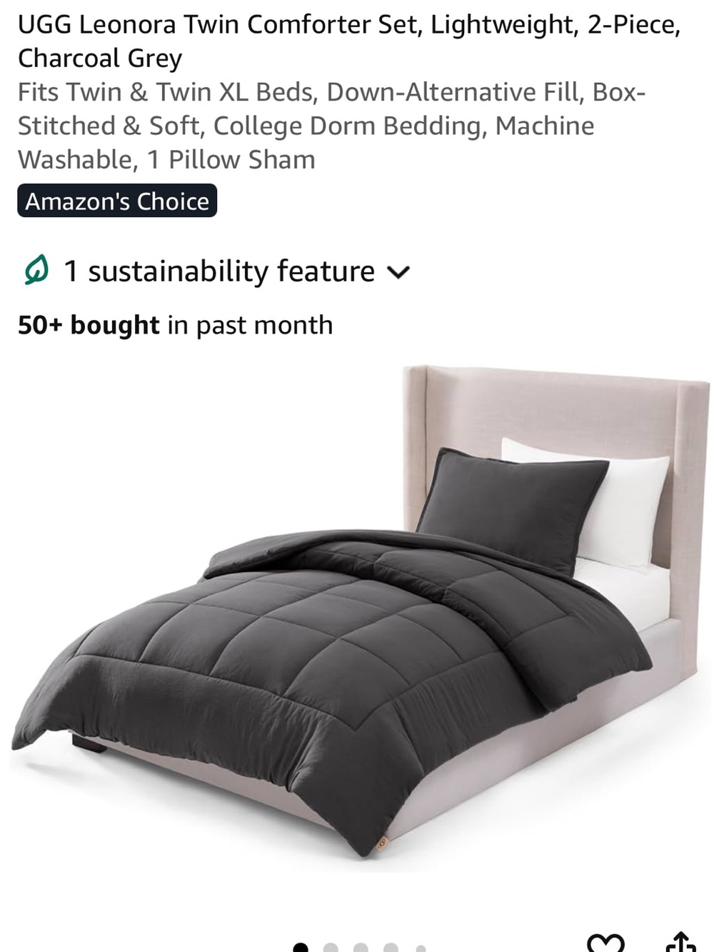 BNIB UGG Leonora Twin / Twin XL Comforter Set in Grey